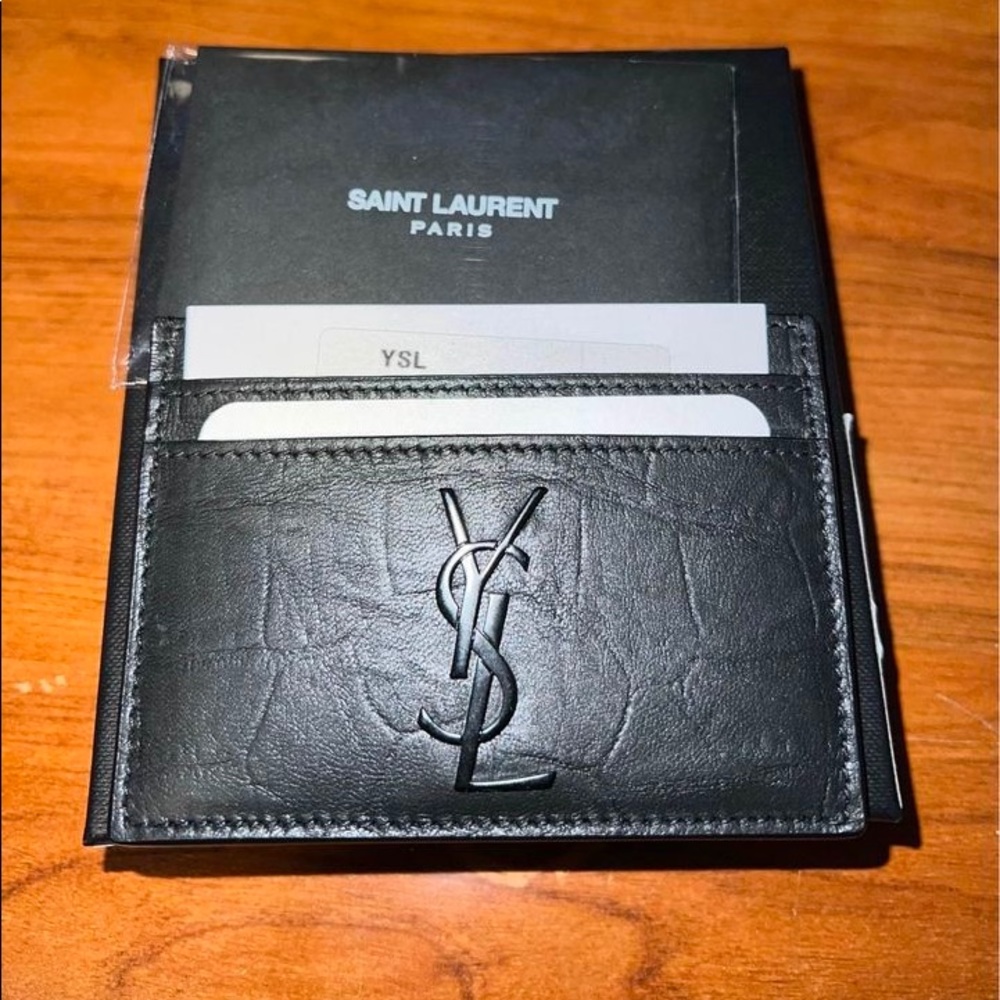 YSL Crocodile Skin Card Holder Wallet